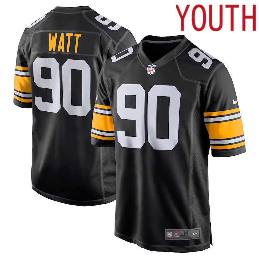 Youth Pittsburgh Steelers #90 T.J. Watt Nike Black Alternate Game NFL Jersey